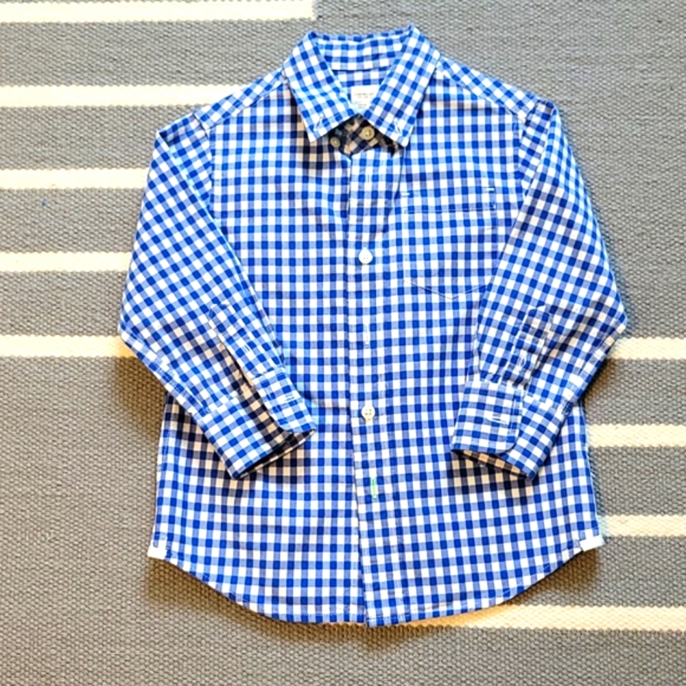 JCREW Crewcuts NWOT Dress Shirt Gingham Button Down Long Sleeve Shirt Size 2
